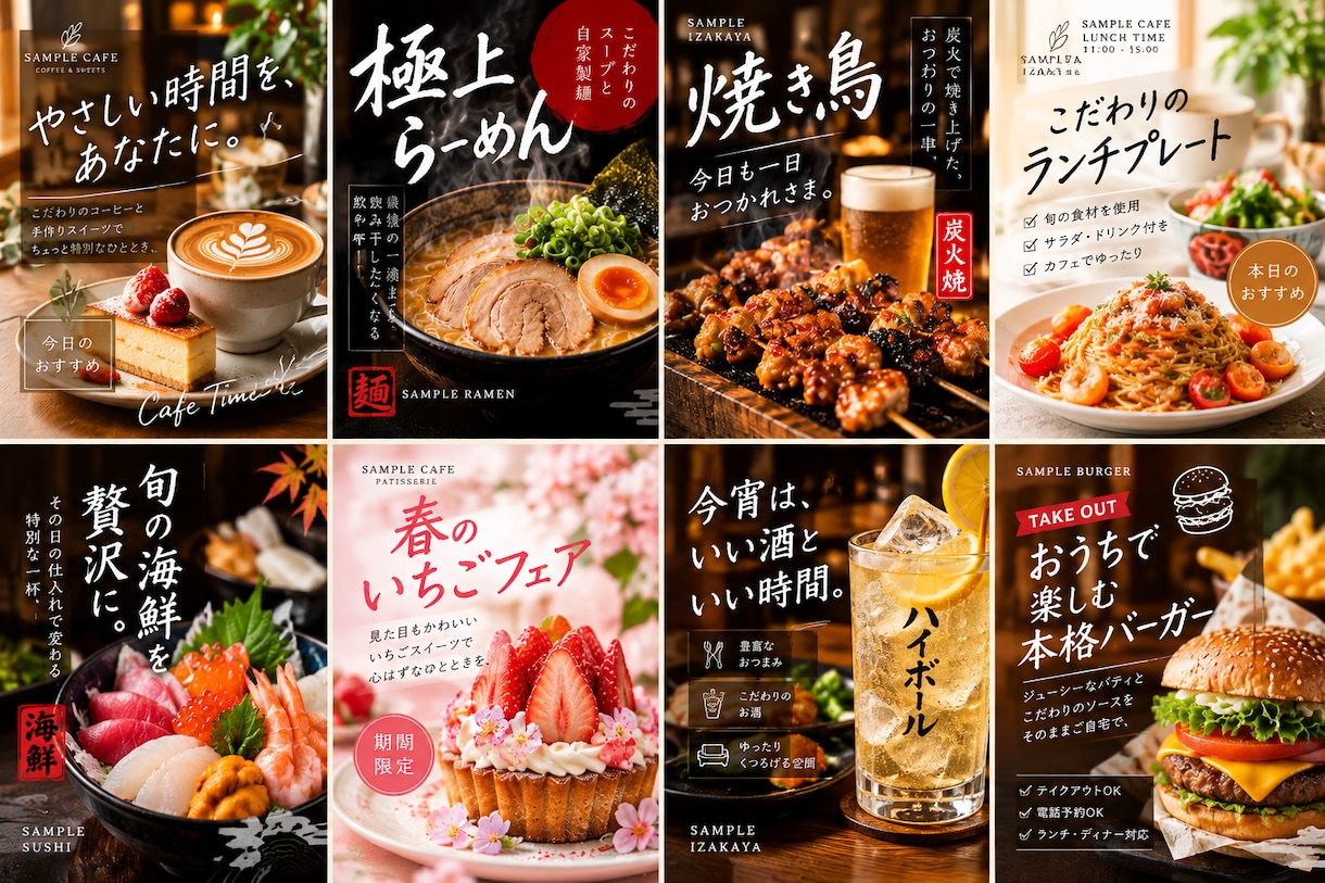 飲食店向けInsta投稿画像を3枚制作します 初回限定！お店の魅力が伝わるSNS画像をお手頃価格で！ イメージ2