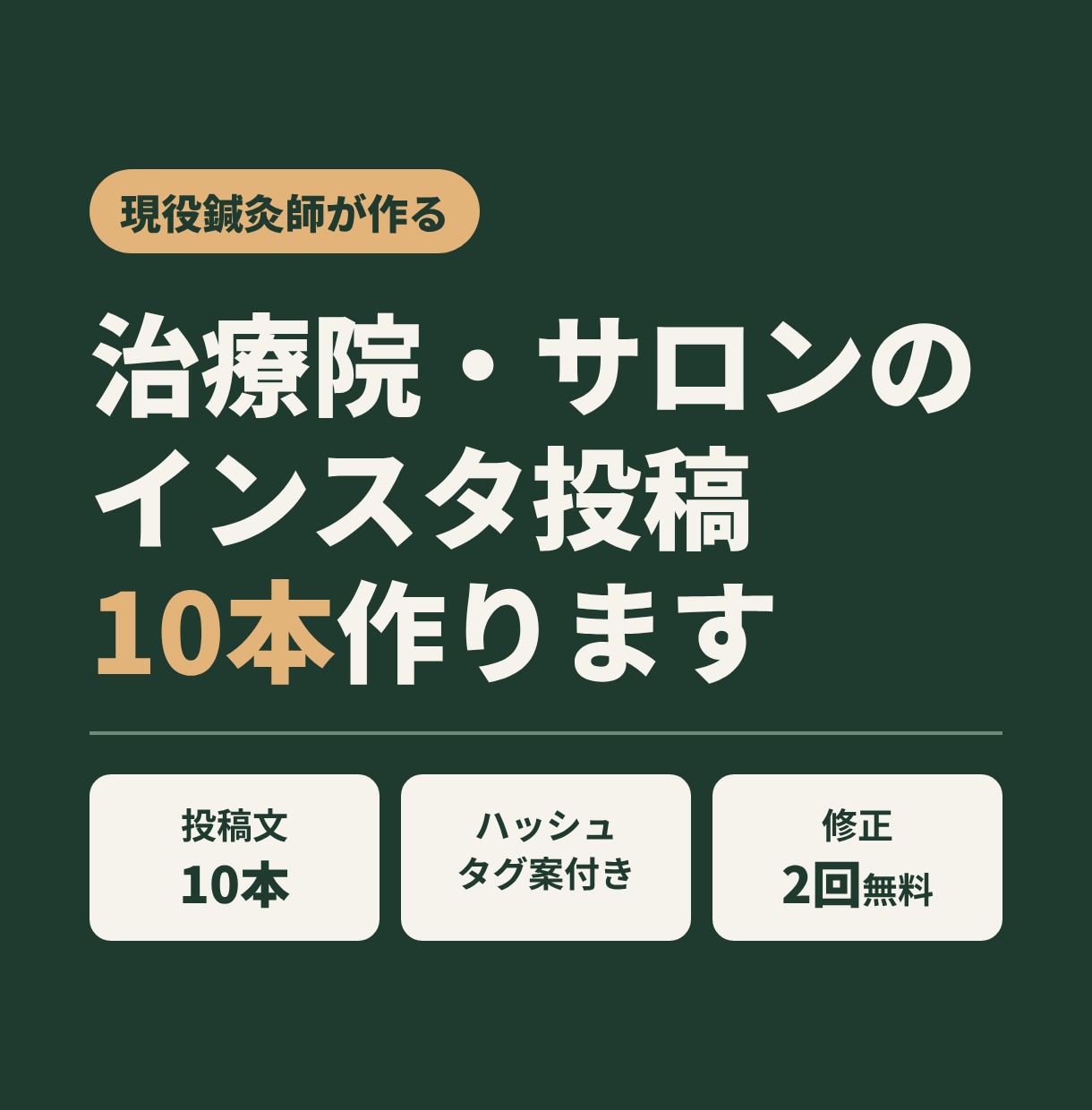 現役鍼灸師が治療院のインスタ投稿10本作ります 集客に悩む小さなお店の「何を投稿すればいい？」を解決します イメージ1
