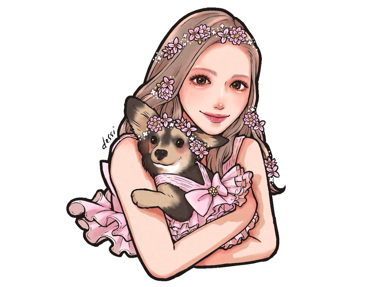 宝物！大好きなうちの子との似顔絵お描きします ペットちゃんとの似顔絵をアイコンやグッズに！プレゼントにも◎ イメージ5