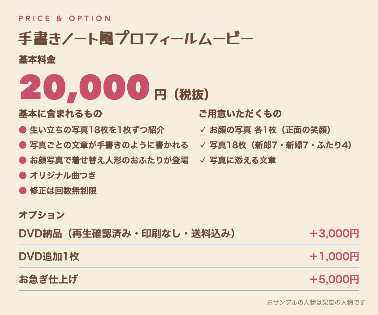 手書きノート風の結婚式プロフィールムービー作ります 生い立ちの写真をノートに貼るように、あたたかく紹介 イメージ3