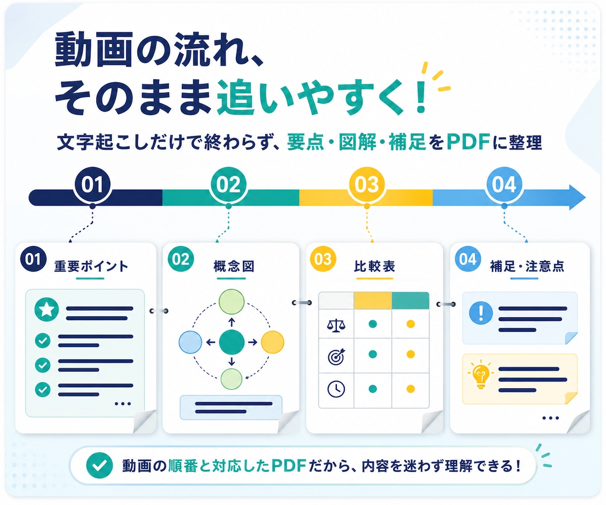 音声・動画を要約し図解PDF教材に整理します 講義・研修を自分専用PDF教材に整理 イメージ7