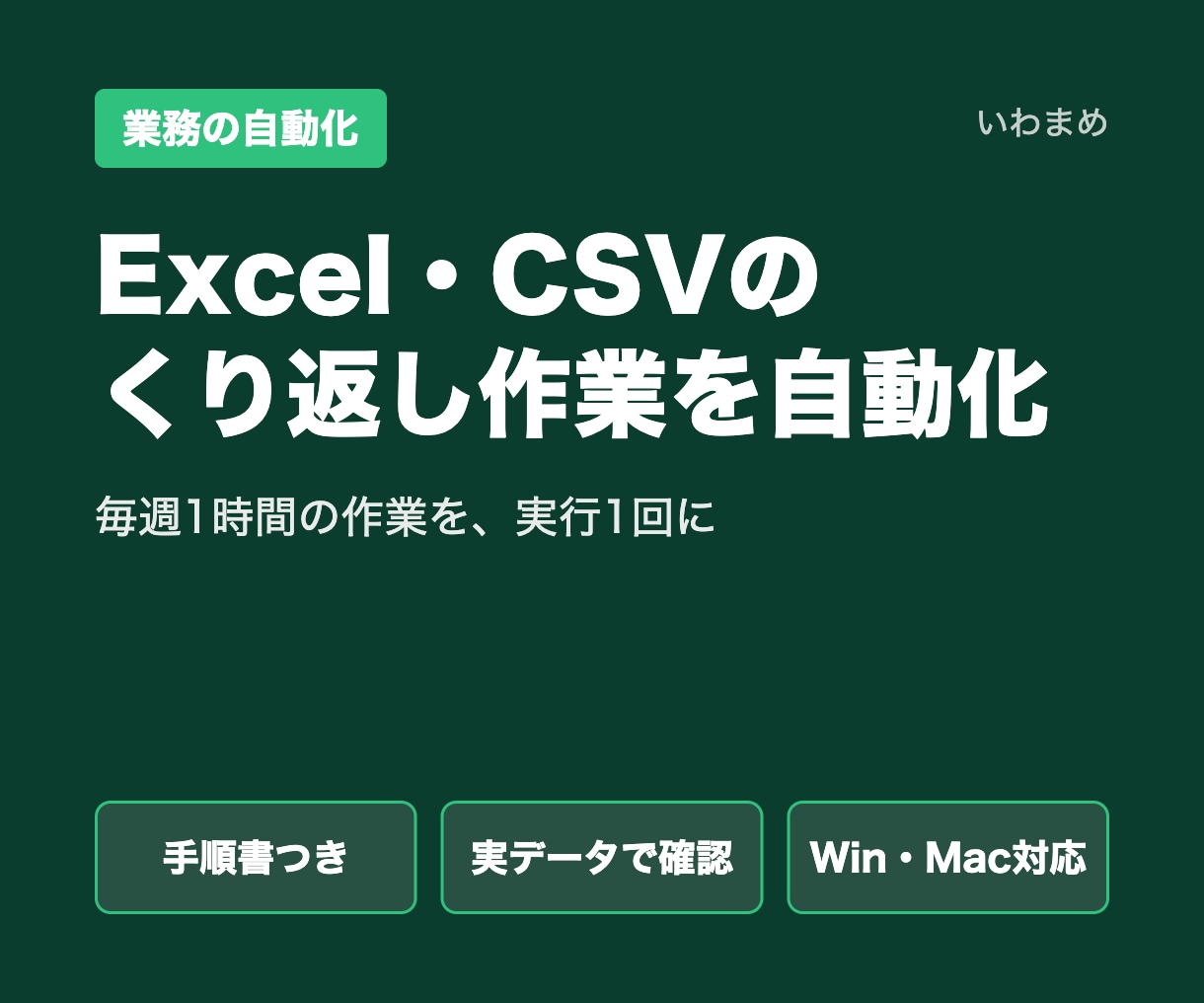 ExcelやCSVのくりかえし作業を自動化します 手順書と実行結果つき｜Windows・Mac対応 イメージ1