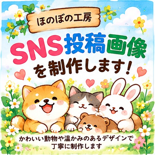 Instagram・SNS投稿画像を制作します かわいい動物や温かみのあるデザインで丁寧に制作します。 イメージ1