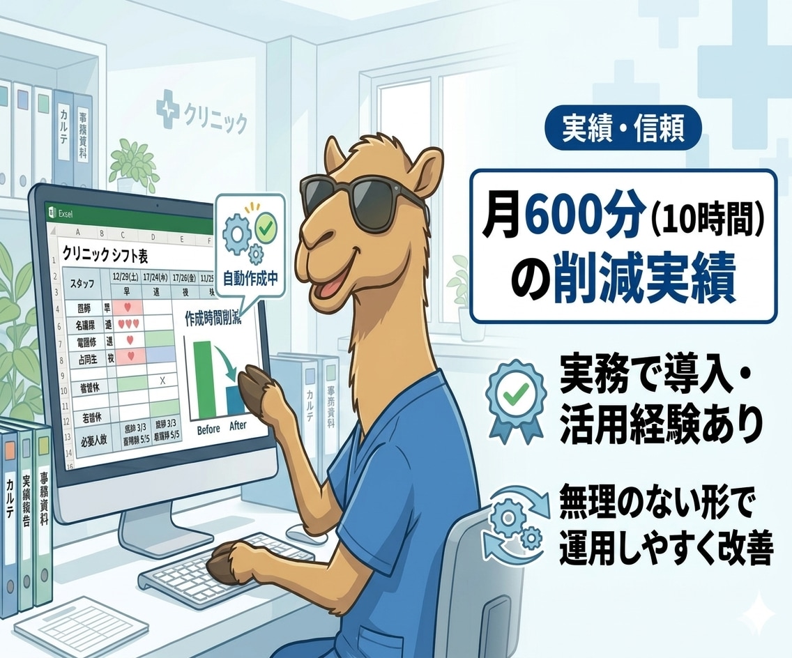 クリニックのシフト表を自動作成します 希望休や必要人数を考慮したシフト表を作成 イメージ5