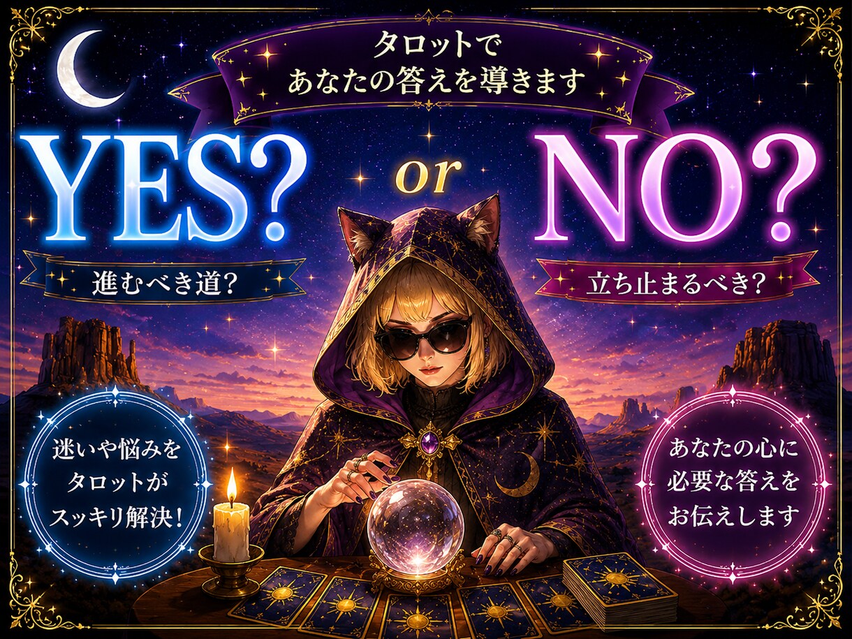 YES か NO・二者択一をタロットで導きます 質問は5問まであとはオプションになります イメージ1