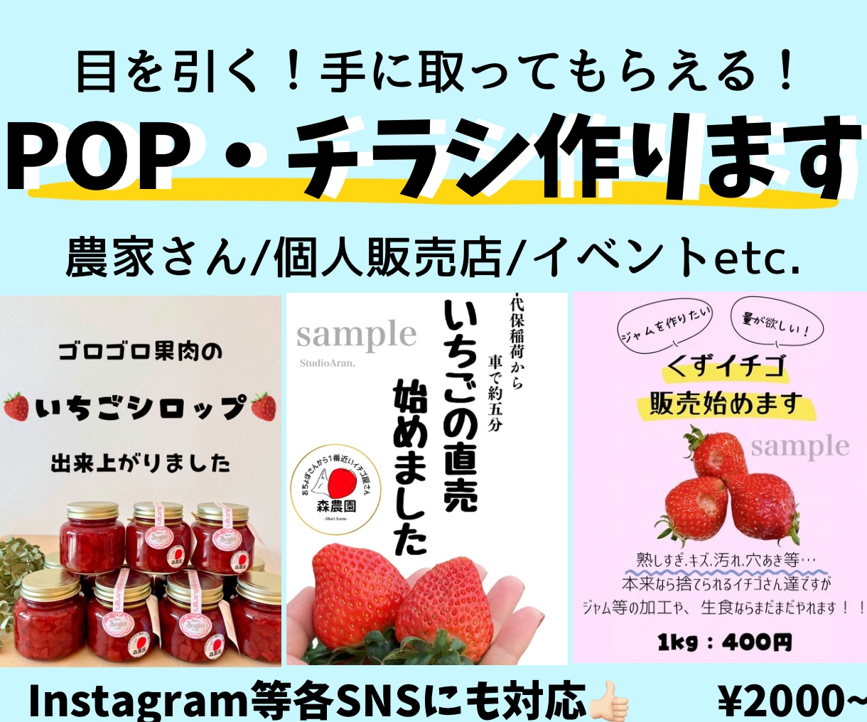農家さん･個人販売店向け！チラシやPOPつくります 手に取ってもらえる、季節等にも合わせたチラシお作りします！ イメージ1