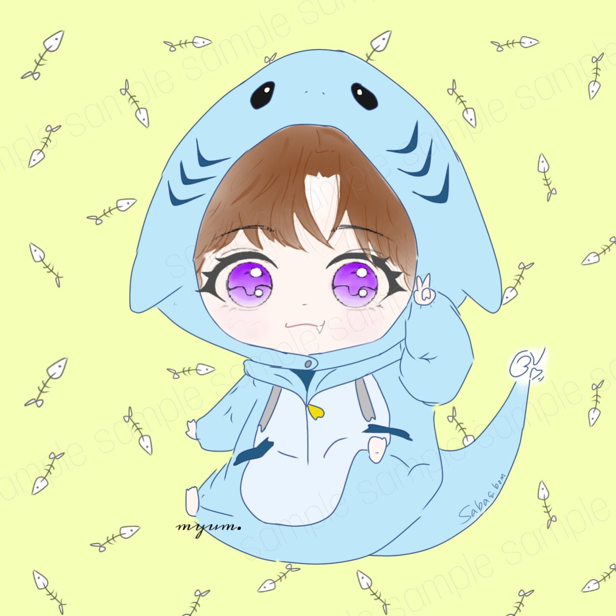 snsで使用できるミニキャラの作成を致します 淡くて可愛いテイストのイラストが得意です！ イメージ7