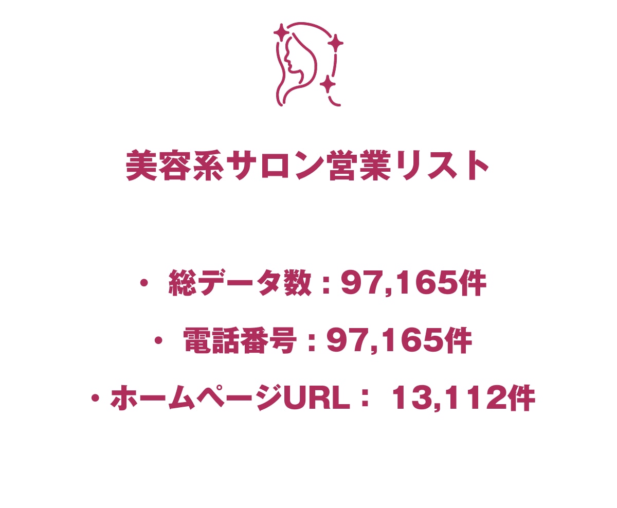 美容系サロン営業リストを即納します 97,165件｜美容系サロン店舗データ 電話・URL情報含む イメージ2