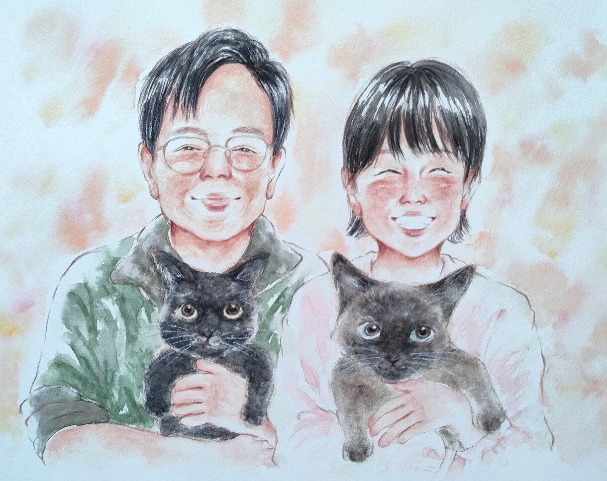 水彩で温かいタッチの似顔絵をお描きします 還暦祝いや米寿祝いにおすすめです✩A4サイズ イメージ1