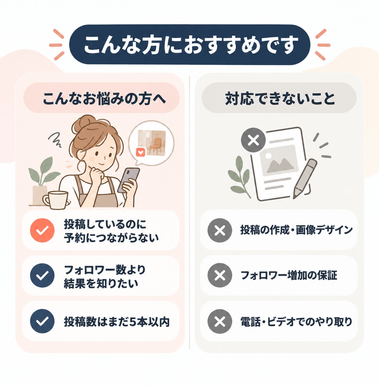 カフェ・サロンのインスタを予約者目線で診断します 予約が入らない原因、分析してまとめて教えます イメージ4
