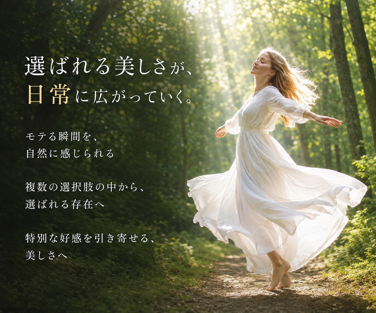 本質の”美”を引き出し「モテる」あなたにします 好きな人/友人/取引先の本能的な好感に繋がる「特別な美」。 イメージ5