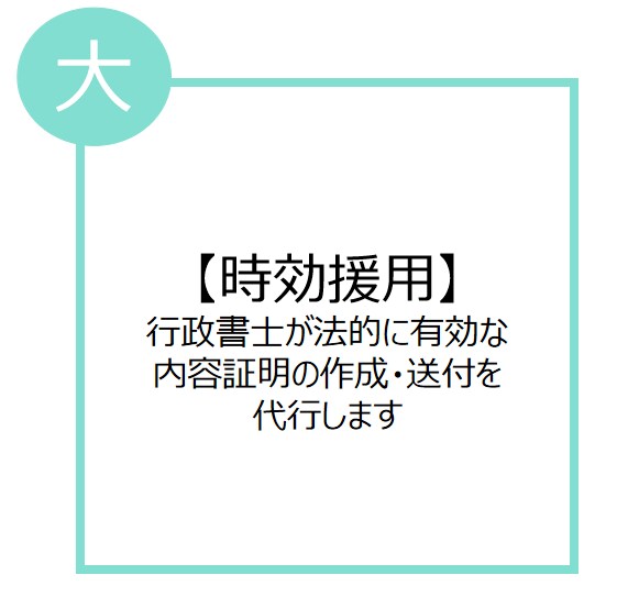 行政書士が時効援用通知書を作成・送付します 行政書士が内容を確認の上、法的に有効な内容証明書を作成します イメージ1