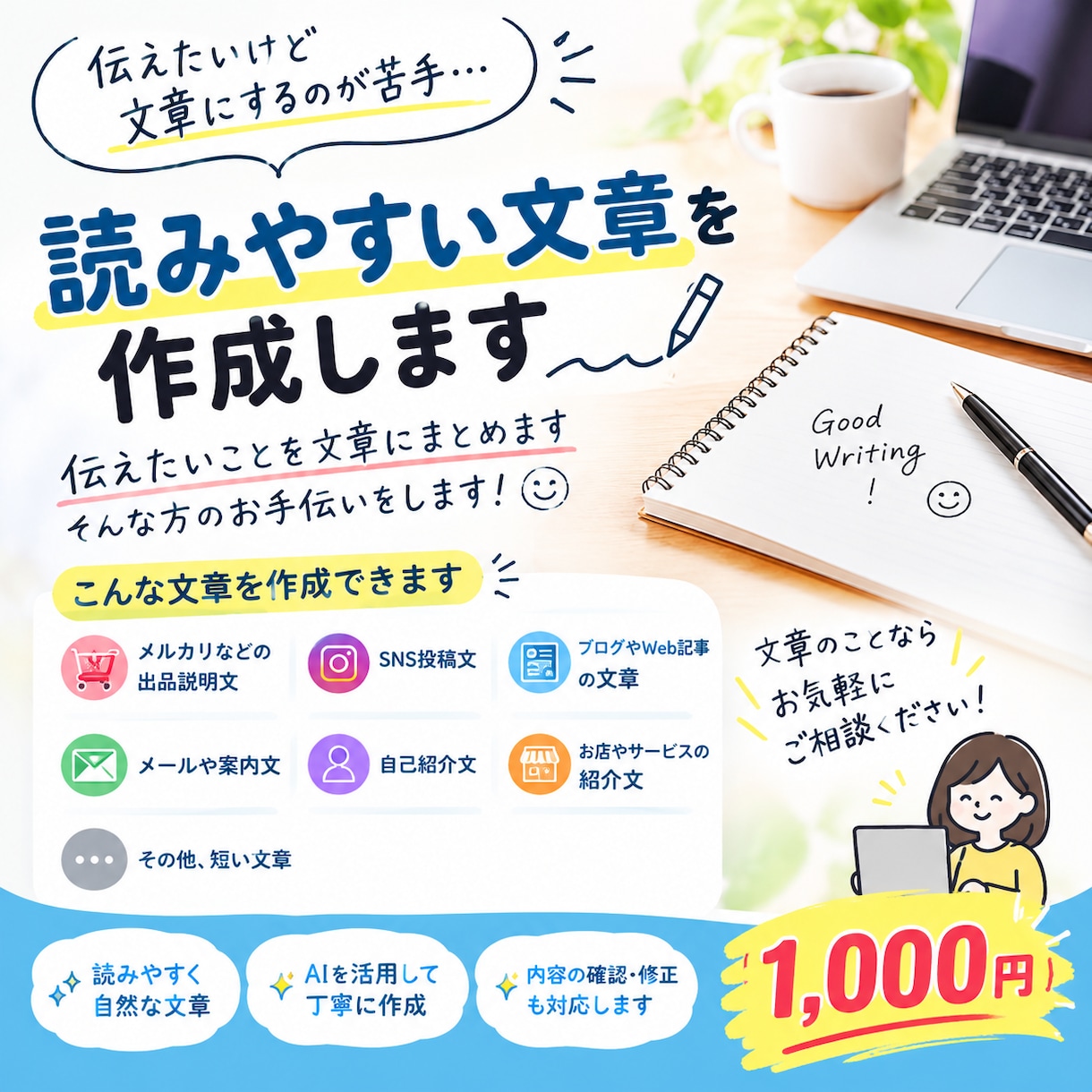 読みやすい文章を作成します 伝えたいことを読みやすい文章に整えます イメージ1