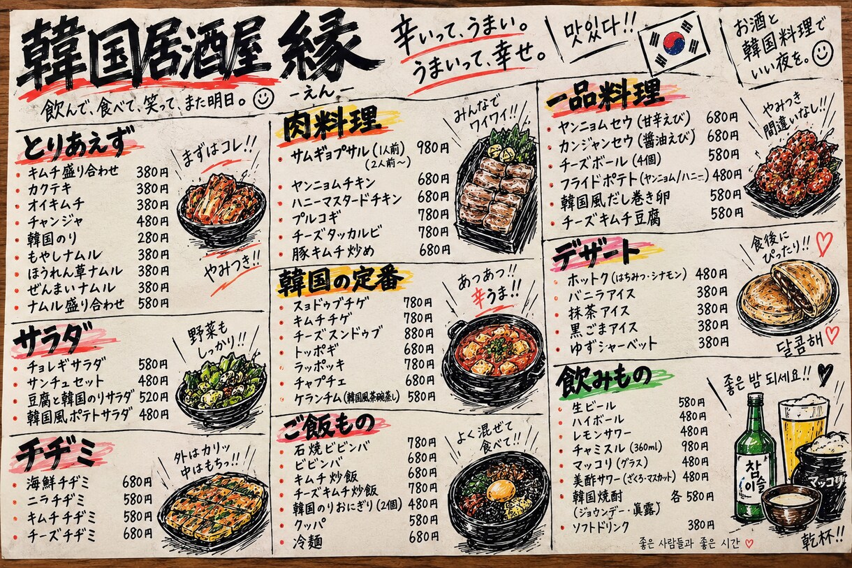飲食店のメニュー表をデザインします 手書き風からおしゃれ系まで幅広く対応します。 イメージ3