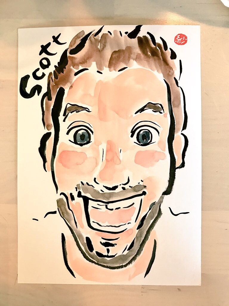 外国の方からも大人気！絵てがみ風の似顔絵を描きます 「ありがとう」の想いをほっこり絵と言葉に♪ イメージ7