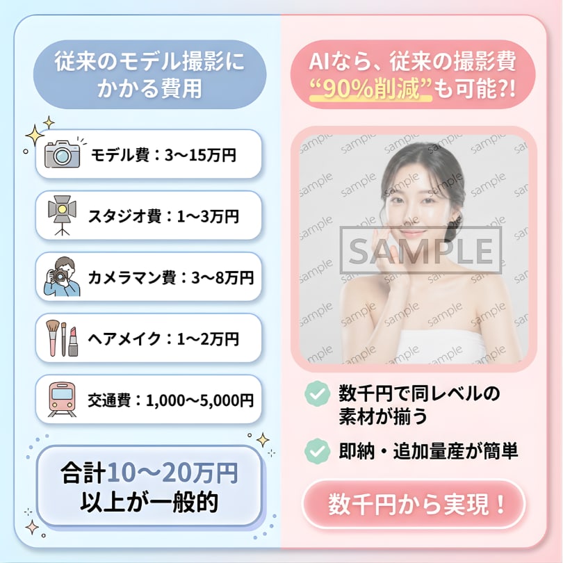 撮影費用0円に!?実写級AI画像生成します 今日からモデル撮影なしでOK｜商用利用可 イメージ2