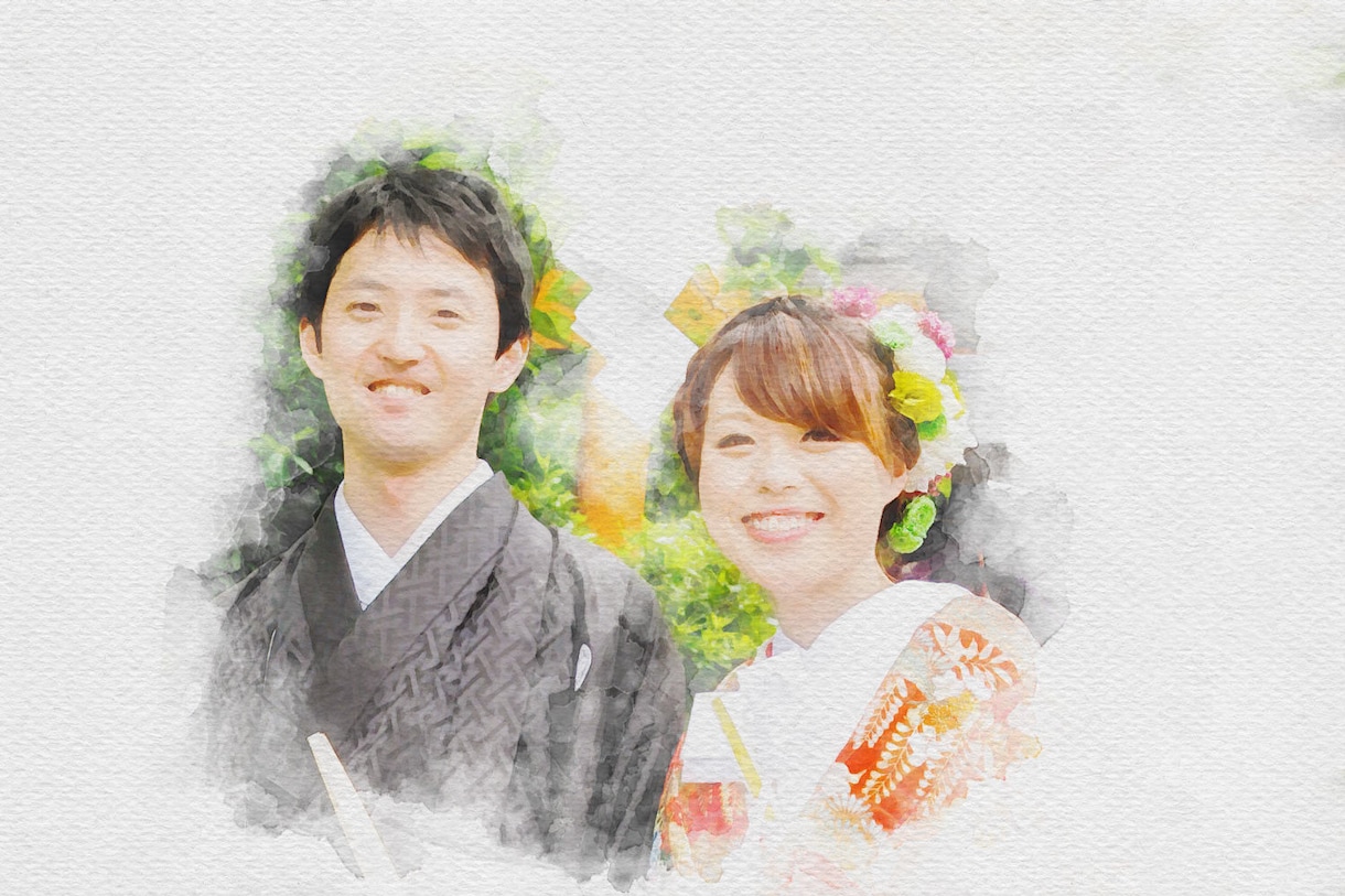 ふんわりとした雰囲気の水彩画風似顔絵を作成します 【キャンバス納品可能】写真をもとにリアルな似顔絵を描きます イメージ8