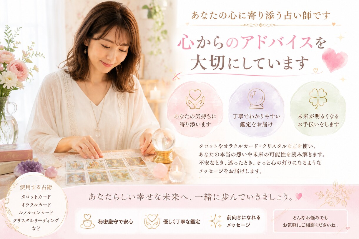 お相手の本音と今の気持ちを鑑定します 恋愛相談実績多数｜タロットで深く読み解きます イメージ2
