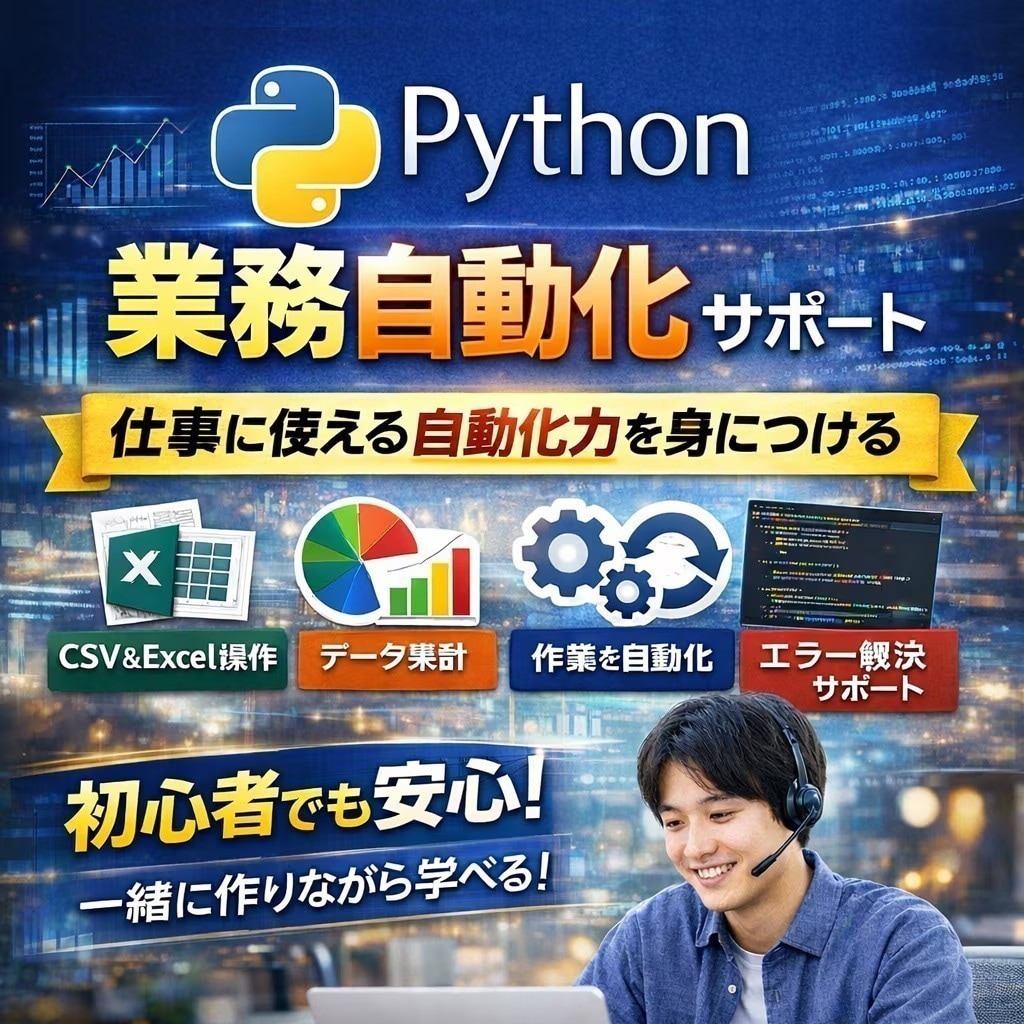 業務自動化をPythonで学べます 仕事に使える自動化力を身につける イメージ1