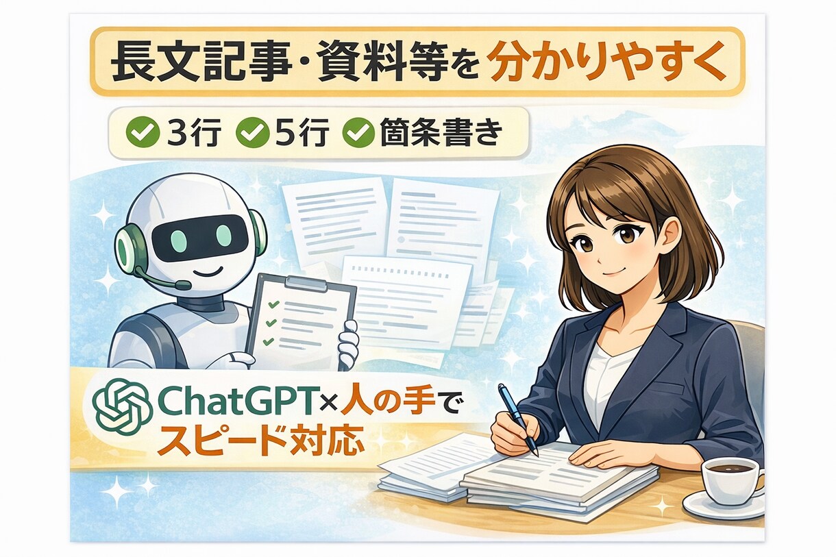 長文記事・資料を分かりやすく要約します 3行・5行・箇条書きでスッキリ整理 イメージ1