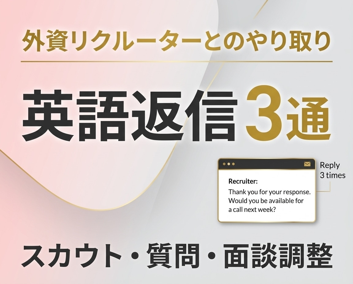 2. 外資リクルーターへの返信を英語で3通作ります ⏱大手外資15年プロがスカウトから面談調整までまとめて対応！ イメージ1