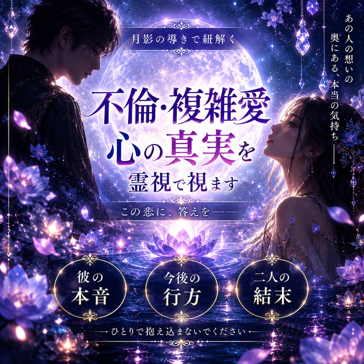 不倫・複雑愛◆あの人の本音と２人の未来を霊視します 会えない・連絡が減った不安に｜相手の想いと今後の関係を鑑定 イメージ3