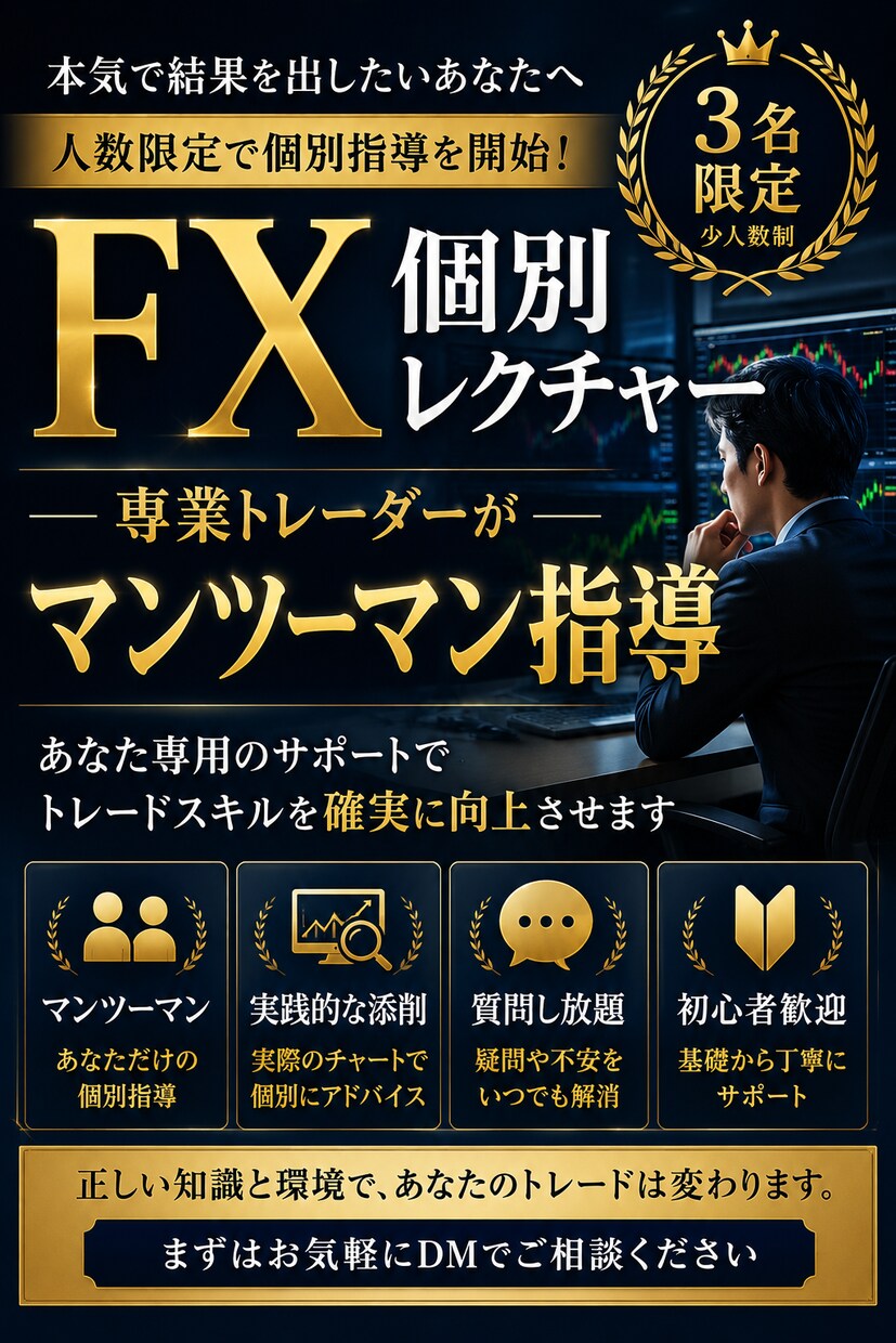 3名限定でFXを個別指導します 専業トレーダーがマンツーマンで教えます！！ イメージ1
