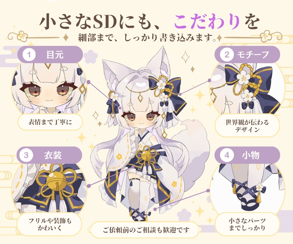 最短3日納品＊可愛い雰囲気のSDキャラを制作します OPEN記念｜先着3名様に表情差分1点無料プレゼント イメージ1