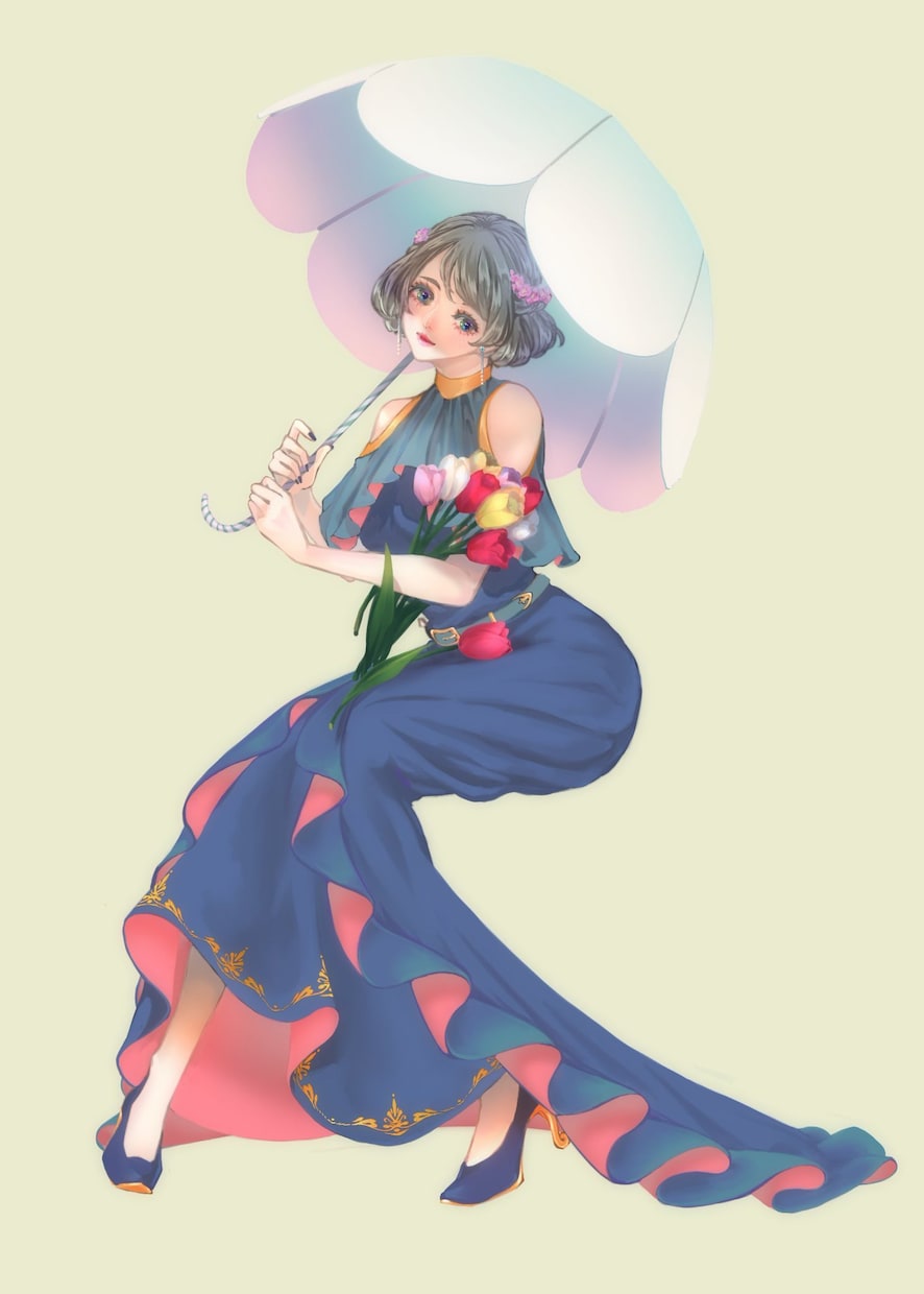 立ち絵・一枚絵のお仕立ていたします 頭身高めの現代的な男女、シンプル衣装orドレスが得意です イメージ1