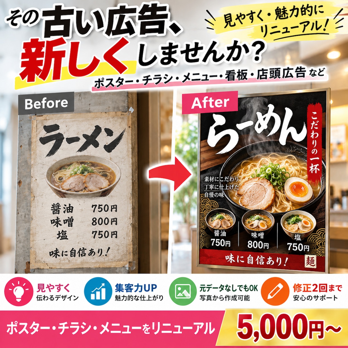 その古いポスター・広告、新しくします 古い広告を、見やすく魅力的にリニューアル イメージ1