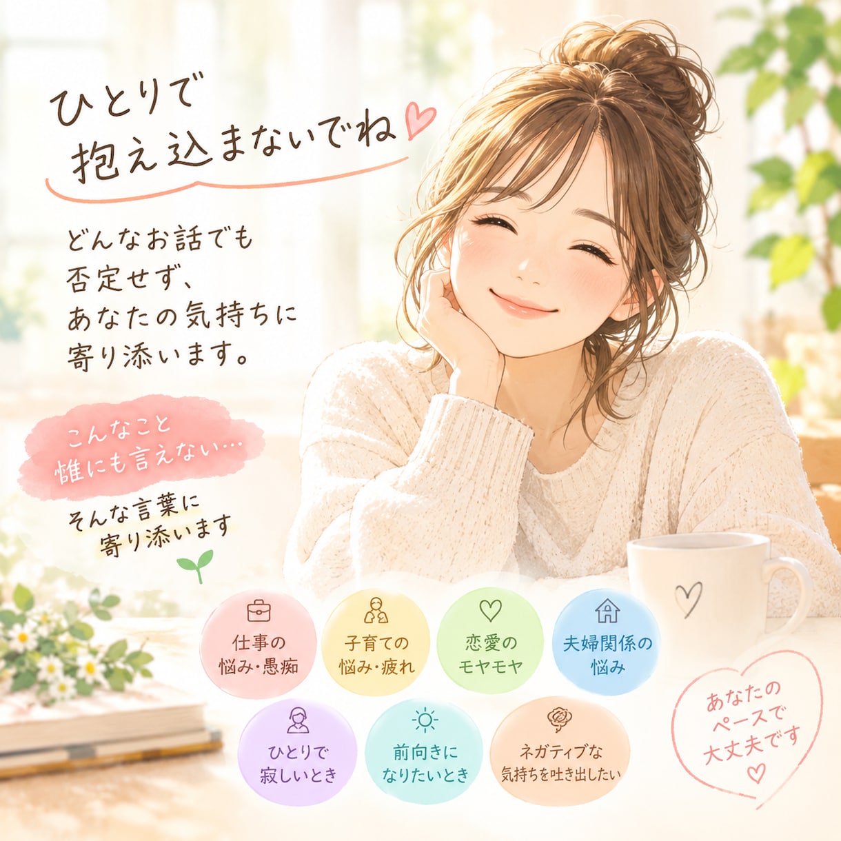 誰かに話したい…どんなあなたも否定せず受け止めます ただ話を聞いてほしいあなたへ　作業療法士　精神科経験あり イメージ1