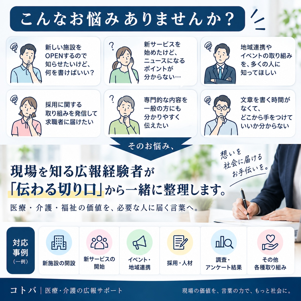 医療・介護・福祉のプレスリリースを作成します 現場経験×広報経験で、専門的な内容を伝わる言葉にします イメージ2