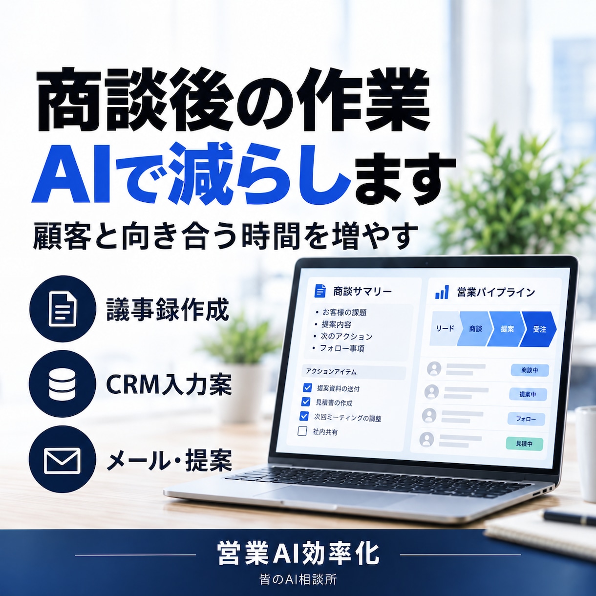 営業業務をAIで効率化します 議事録・CRM・メール・提案業務を削減 イメージ1