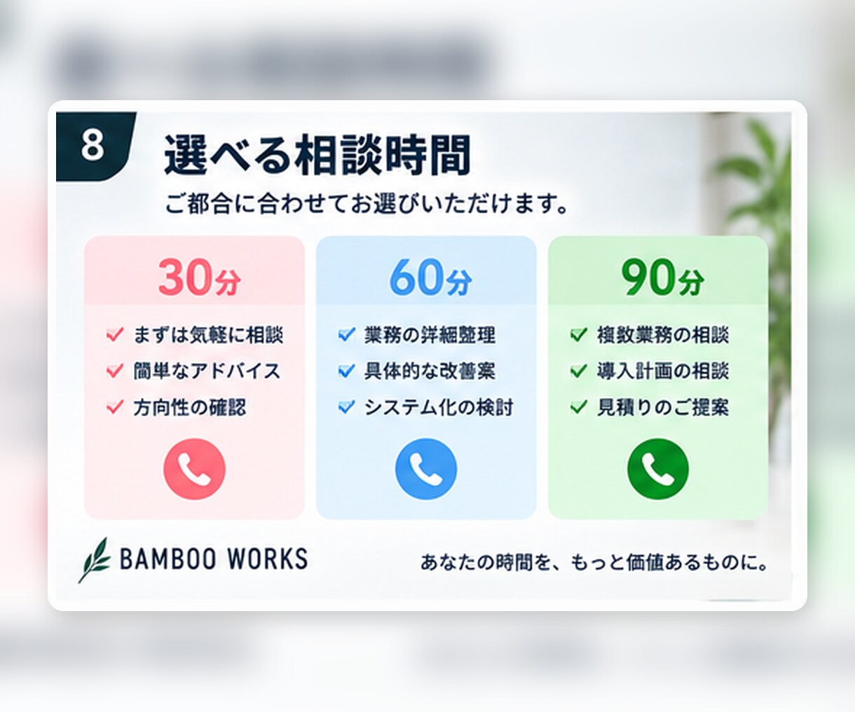 あなたの業務をAI化・自動化できるか電話相談します 毎日の「面倒」を聞いて、専用システム化の方法を一緒に考えます イメージ8