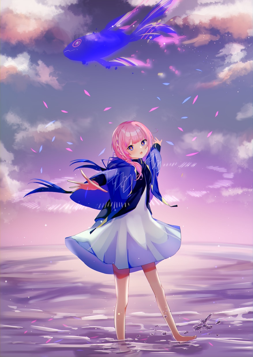 キラキラかわいい女の子や空10,000円〜描きます 歌ってみたイラストや、キラキラ涙！海！空！描きます！ イメージ2