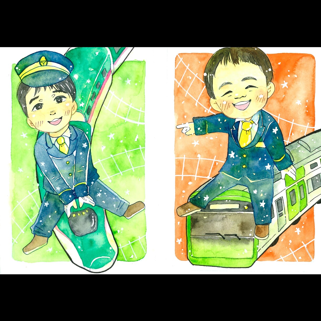 送料無料✨インテリアにも映える似顔絵を描きます ほんわか癒される！手描きのイラスト原画 イメージ5