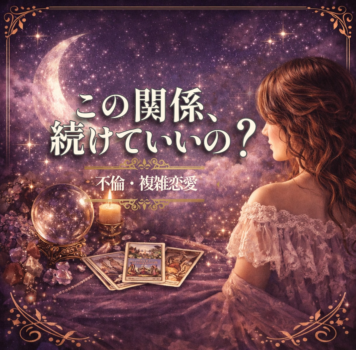 不倫・複雑恋愛｜彼の本音と今後をタロットで視ます 誰にも言えない恋に寄り添うタロット イメージ1