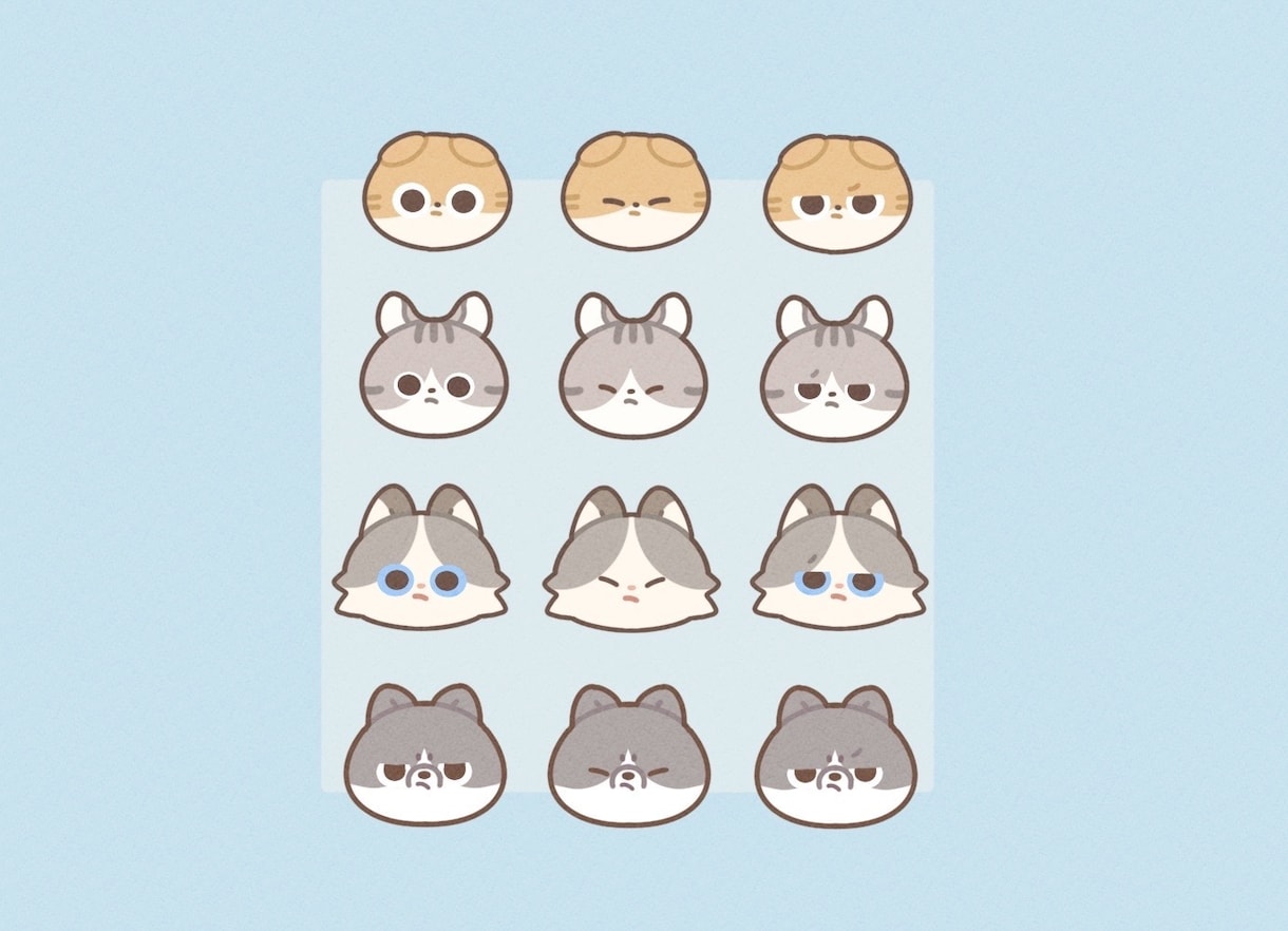ゆるい動物のヘッダー描きます 表情差分3つの動物ヘッダーお描きいたします◎ イメージ1