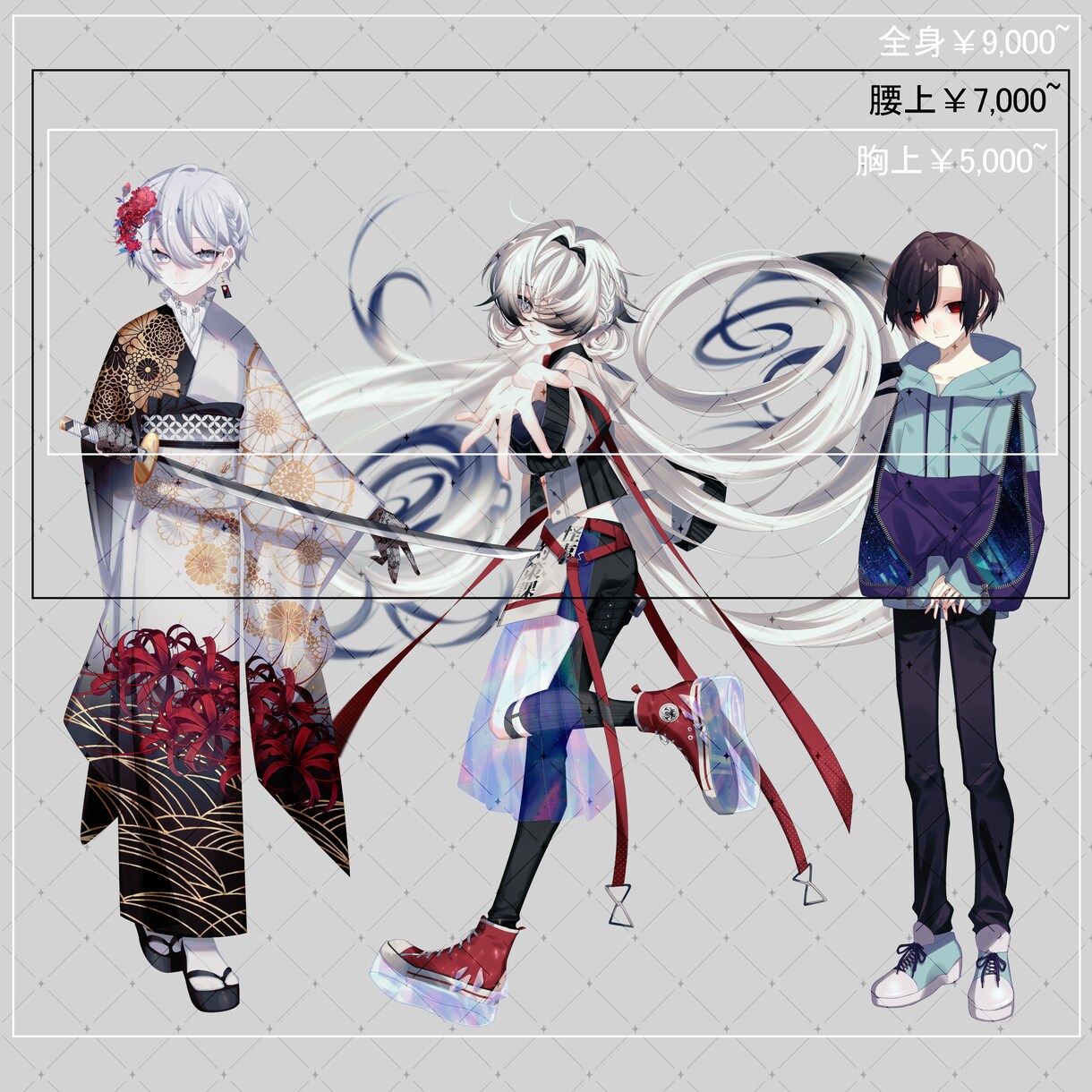 TRPG/創作立ち絵描きます かっこいい男性から可愛い女の子、表情差分までオプション可能 イメージ2