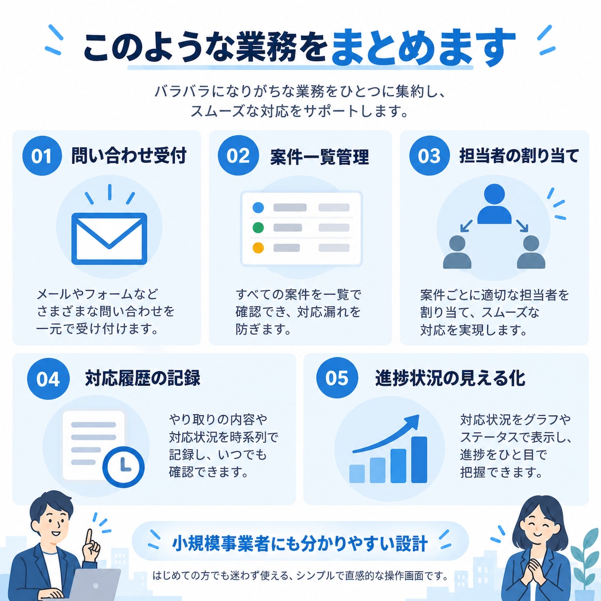 案件を管理するWebシステムを作ります 担当・進捗・履歴を見える化します イメージ2