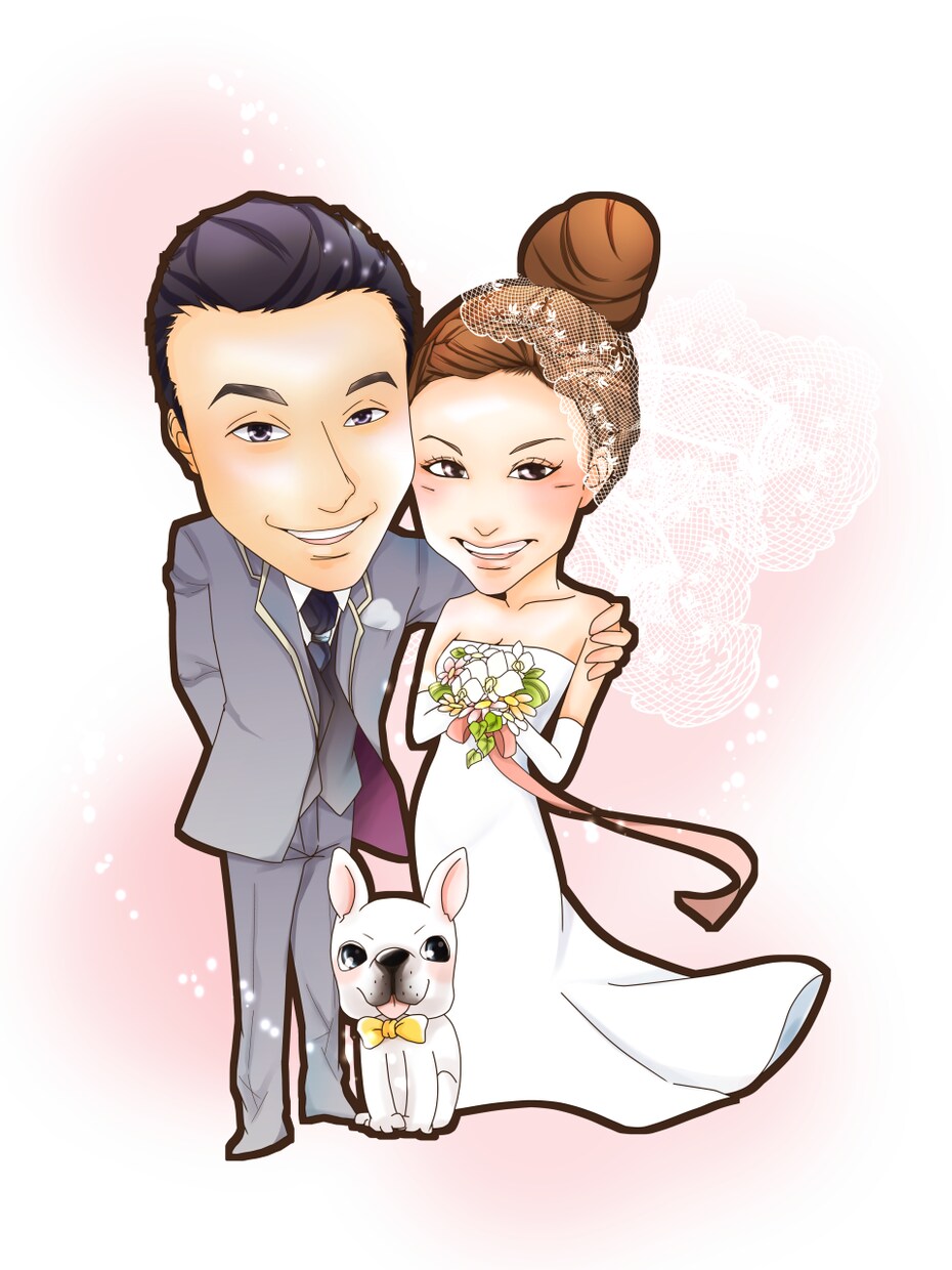 結婚式の似顔ウェルカムボードを描きます 世界に1つ！笑顔の似顔絵ウェルカムボードで彩を♪ イメージ3