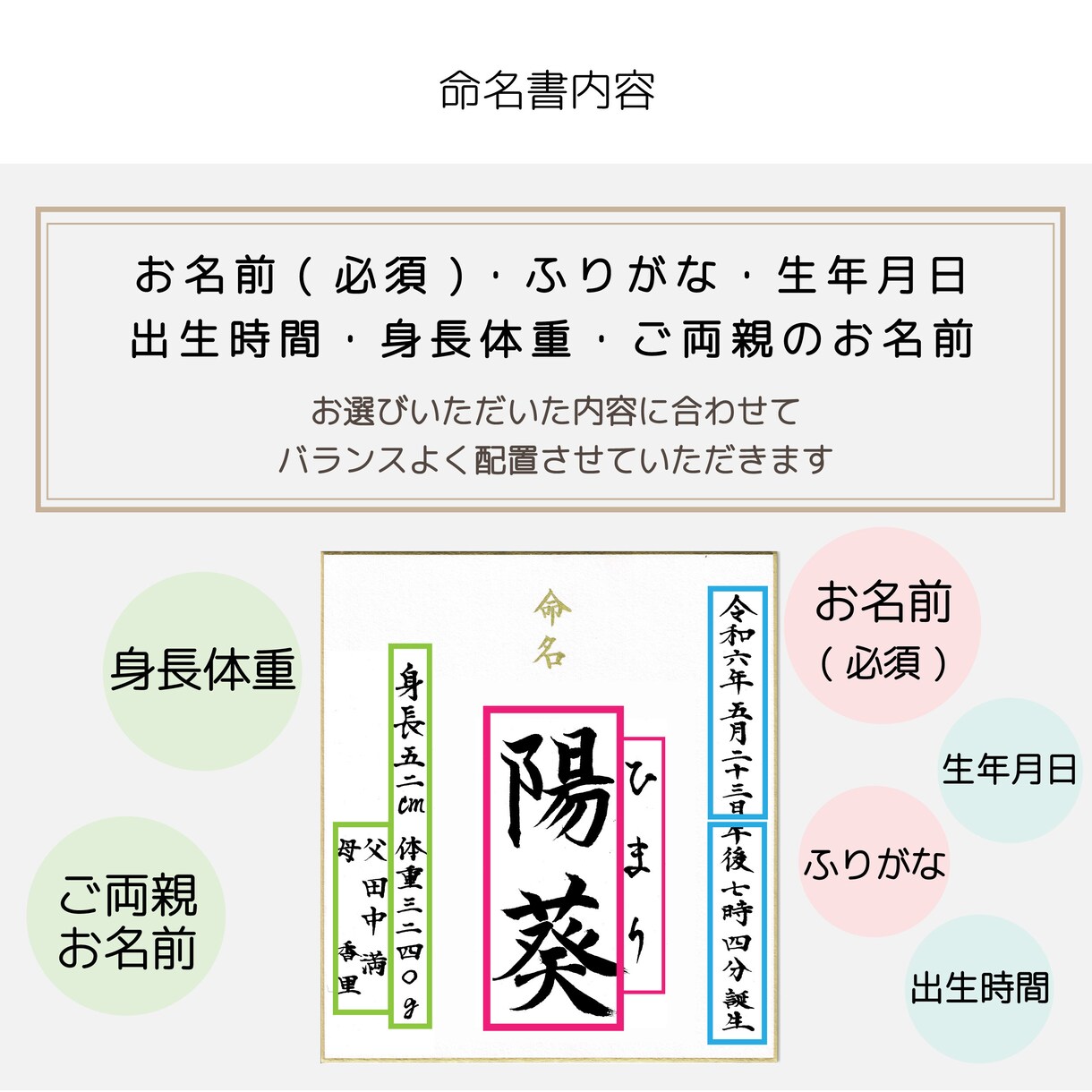 色紙命名書の筆耕承ります 書道歴25年の書道家が1枚1枚丁寧に書き上げます イメージ3