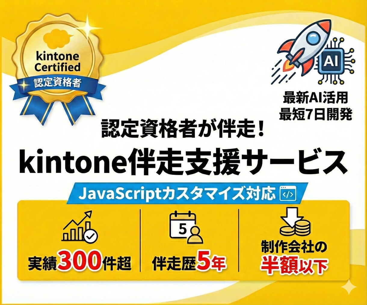 kintone認定資格者が「あと一歩」を解決します 制作会社の半額以下！標準の限界をカスタマイズで突破します イメージ1