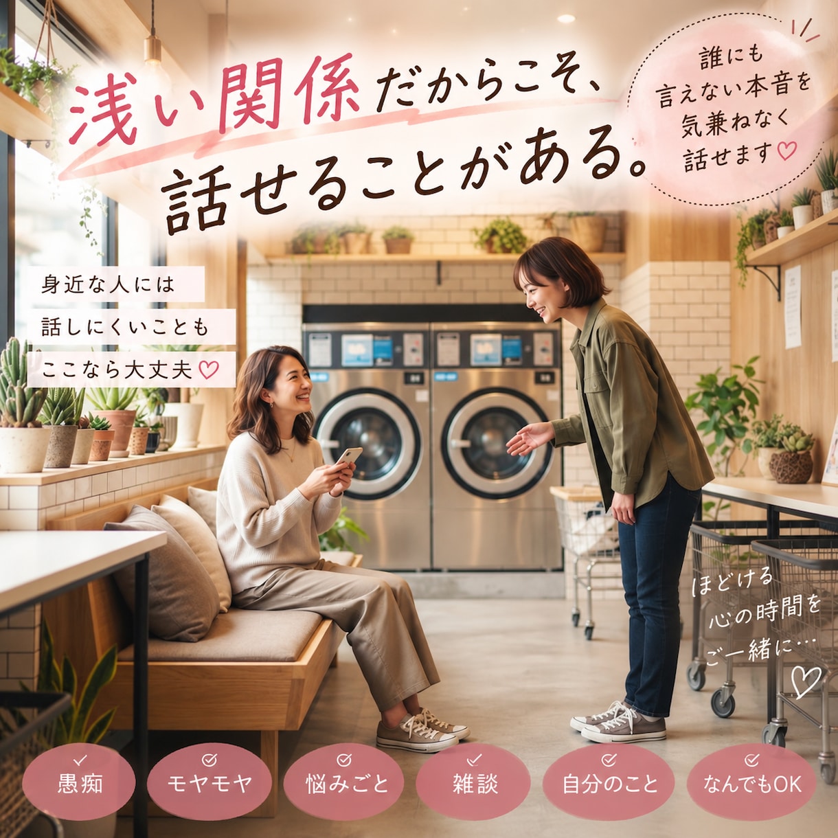 誰にも言えない本音を気兼ねなく話せます 嫌われたくないから、自分を隠してしまうあなたへ イメージ1
