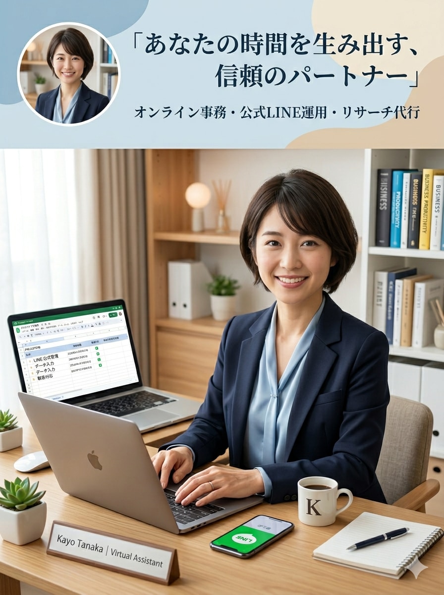 忙しいあなたをサポート！オンライン事務を代行します 面倒なデータ入力や公式LINE管理、各種事務をスピード代行 イメージ1