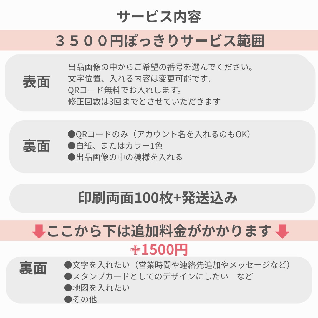 両面印刷100枚、送料込み　ショップカード作ります テンプレートを選んで作る。裏面をオリジナルにも可能 イメージ5