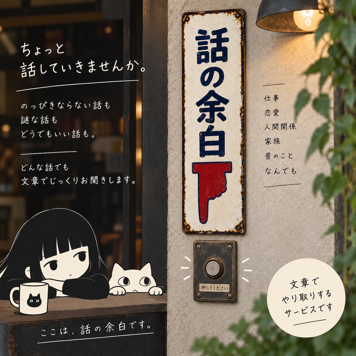 どんな話でも文章でじっくりお聞きします のっぴきならない話も謎な話もどうぞ イメージ1
