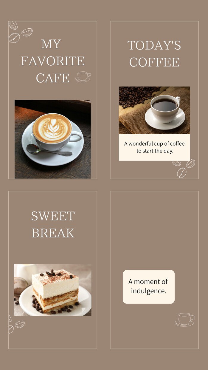 カフェテンプレセットCanva編集できます 写真を入れるだけで、大人っぽいカフェアカウントが完成☕️ イメージ2