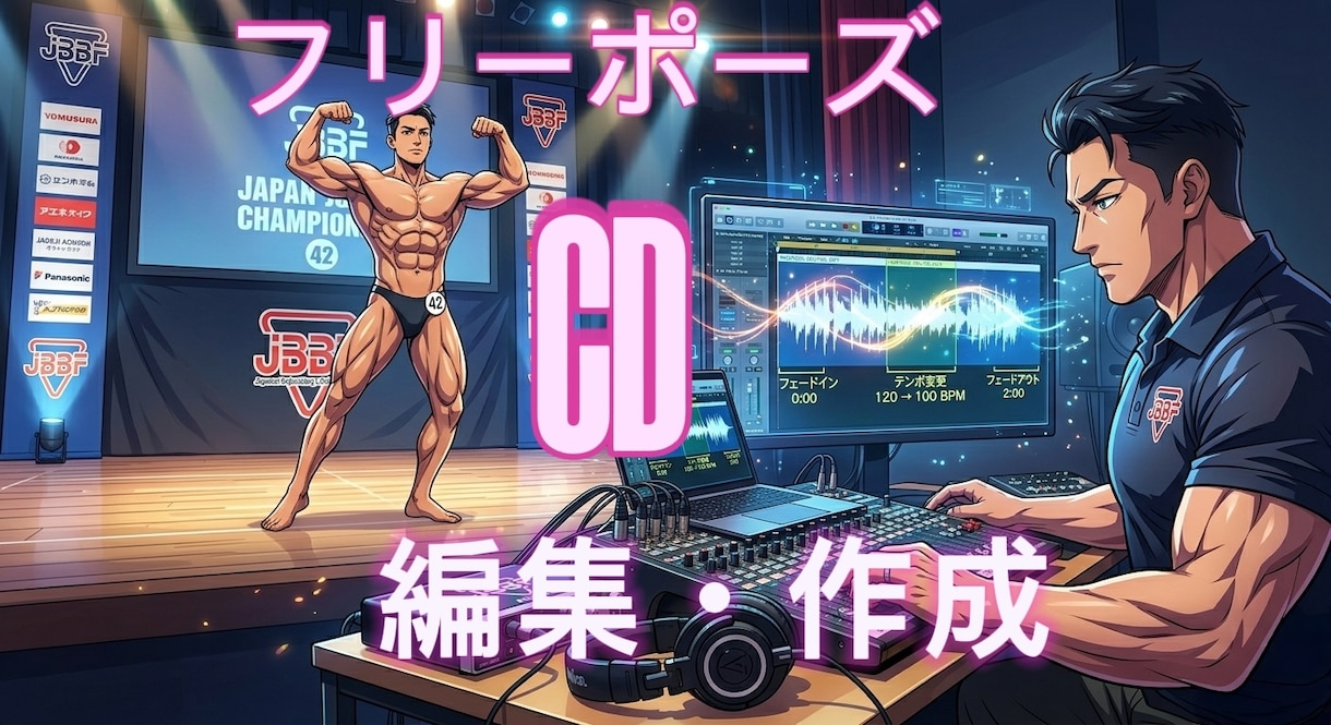 ボディビル、フリーポーズ予備含めCD2枚納品します JBBF入賞者ボディビルダーが選曲・編集します イメージ1