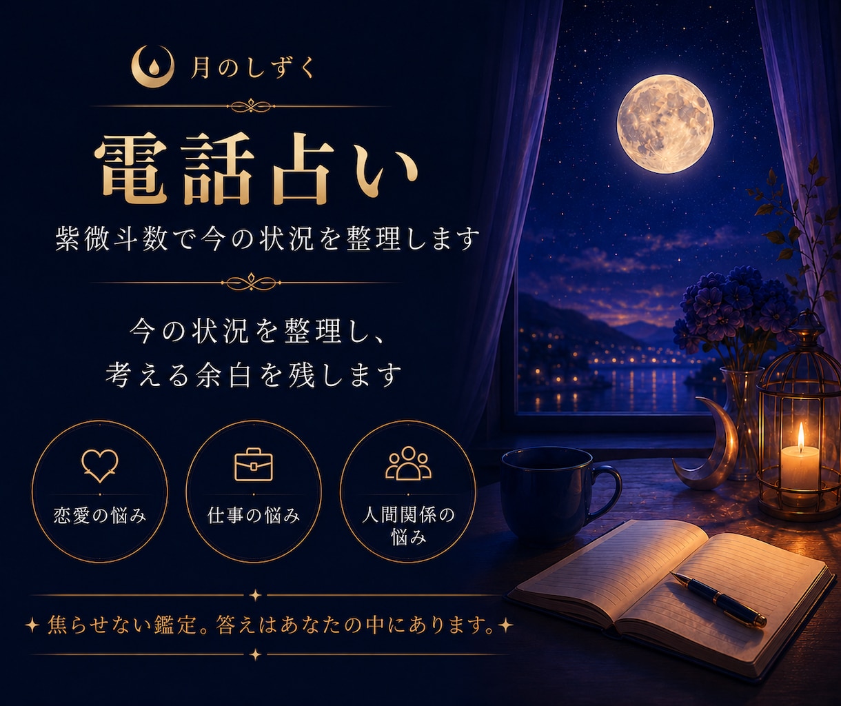 紫微斗数で恋愛・仕事・人間関係の悩みを読み解きます 今の状況を整理し、あなたに合った進み方を一緒に見つけます イメージ1